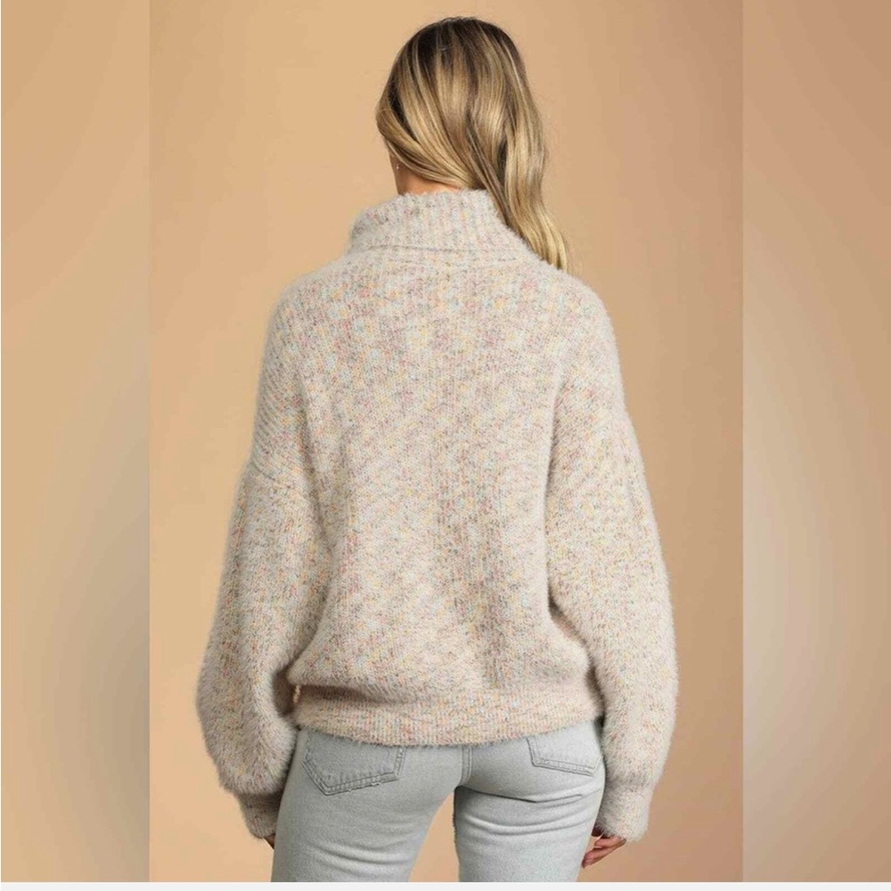 Lulus Get Creative Cream Multi Oversized Turtleneck Sweater - Picture 4 of 9